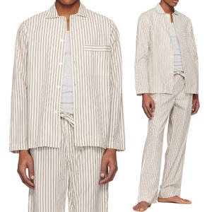 Camisa Nueva al por Mayor para Hombre, Ligera, de Popelina de Algodón, Manga Larga, Estilo Pijama, Retro Americana, Casual, a Rayas - Product Image 1