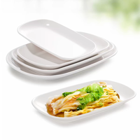 Assiettes rectangulaires en mélamine blanches HCMA, incassables, réutilisables, pour servir des sushis, des salades, pour la restauration, en plastique, pour fondue, barbecue