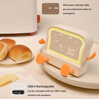 Moderne elektronische digitale cartoon broodrooster wekker timer mobiele telefoonhouder kleurveranderende nachtlampje USB oplaadbaar
