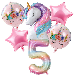 93 pièces de décorations d'anniversaire sur le thème de la <span class=keywords><strong>licorne</strong></span>, ballons arc-en-ciel, vaisselle, toile de fond, cadeaux de fête pour la fête de bébé ou les fêtes de filles - Product Image 6