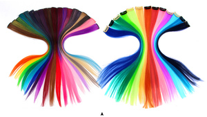 Extension per <span class=keywords><strong>Capelli</strong></span> Sintetici a Clip da 20 Pollici, Lisci con Riflessi Colorati, per Ragazze, Bambini e Donne - Product Image 5