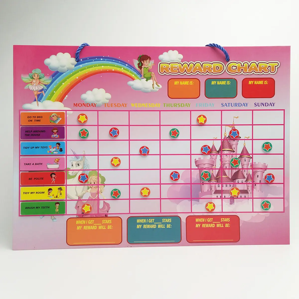 Customized Magnetic Chores Responsibility Chart for Kids Dry Erase Reward Chart