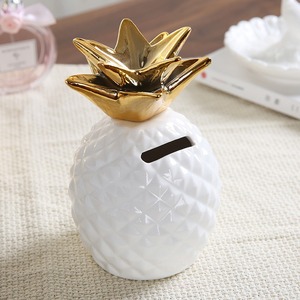 Tirelire Ananas Doré Tendance en Céramique, Ornement Créatif pour Décoration <span class=keywords><strong>de</strong></span> Bureau à Domicile - Product Image 3