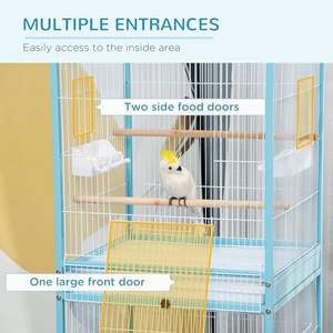 Pour grande <span class=keywords><strong>Cage</strong></span> à oiseaux en métal solide 1.7ft largeur volière intérieure multi-porte écologique Fit Canary Finch Conure 55 "lumière - Product Image 4