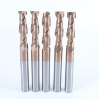 Fraise à queue en carbure monobloc à 2 dents, fraise à queue carrée plate, revêtement bronze, outils de découpe CNC pour l'usinage des métaux