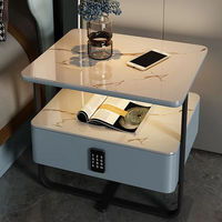 Table de chevet intelligente avec chargeur sans fil, coffre-fort et lumière d'ambiance pour chambre à coucher, directement de l'usine.