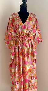 Robe Kaftan à Imprimé Floral pour Femmes, Robe Longue Bohème, Coupe Décontractée, Taille à Cordon, Style Casual - Product Image 6