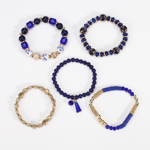 Fashion Jewelry <b>Sets</b> Beaded Tassel <b>Bracelets</b> Women's Party Costume Jewelry Multi Layer Elastic Stretchy Handmade China - Product Image 2