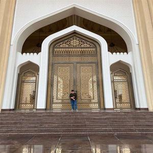 Pintu Masjid Mekkah Arab Saudi dari Baja Anti Karat, Gaya Postmodern, Dekorasi Islami Arab, Seni Floral, Permukaan Logam Finishing, Pintu Masuk Kuil - Product Image 2