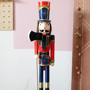 RTS Large 1,8 m lebensgroße hölzerne rosa Nussknacker 6ft mit Waffen zepter zur Dekoration - Product Image 4