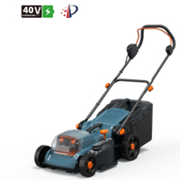 Tondeuse à gazon sans fil Hantechn 40V avec lame rotative et bac de ramassage arrière - Outil de jardinage à batterie DIY