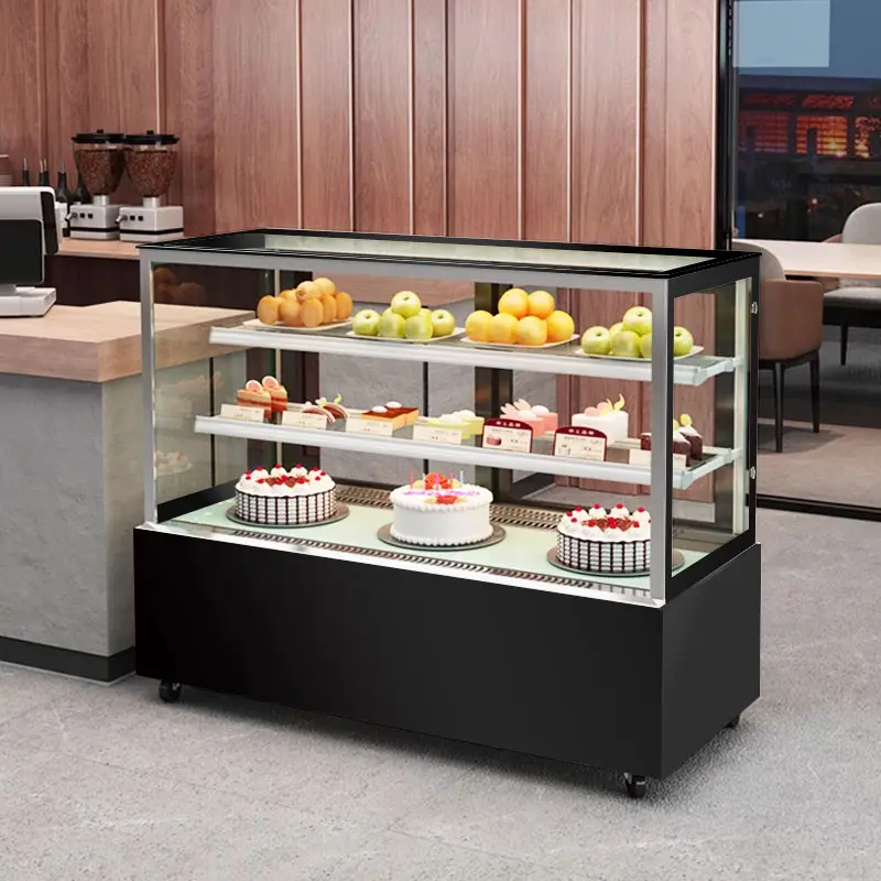 Commercial Small Glass Counter Upright Portable Safe Bakery Glass Display Cases With Dual Air Duct Cooler