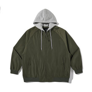 Blouson bombardier en satin à logo personnalisé pour hommes cardigans surdimensionnés à capuche avec fermeture éclair motif solide coupe ample 6XL coupe-vent à capuche - Product Image 2