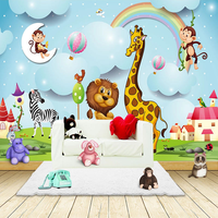 Papier peint photo 3D pour chambre d'enfant, motif lion et girafe, pour garçons et filles, peinture murale personnalisée pour chambre d'enfant