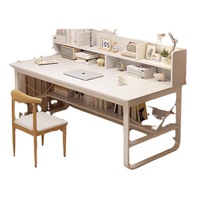 Bureau d'ordinateur en bois avec étagère, design moderne et minimaliste pour la maison, le bureau et l'étude