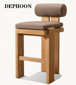 Chaise de bar et de salle à manger moderne en teck massif mobilier d'extérieur pour cour, patio, hôtel et parc - Product Image 1