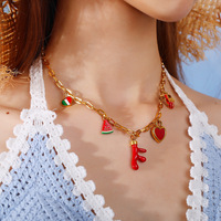YML&Fashion Acier inoxydable plaqué or 18 carats, breloque pendentif DIY en émail (œil, fleur, corail, drapeau italien), accessoires de bijouterie