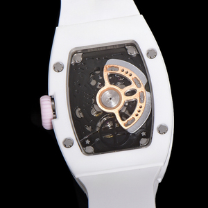 Montre pour fille, cadeau de Noël, montre de luxe à bracelet blanc, cadran en nacre bleue, entièrement sertie de diamants, montre-bracelet tendance - Product Image 6