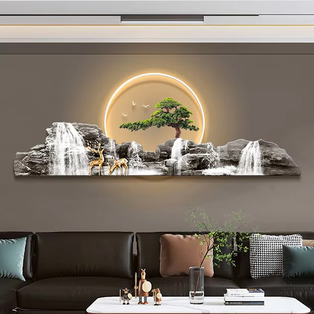 Acrylic with Light Decorative Painting Modern Simple Living Room Background Wall Painting Landscape Mural