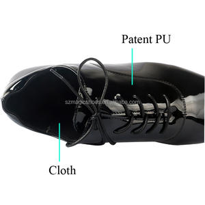 Zapatos de fiesta de baile negros muy suaves de PU de patente personalizada para hombres zapatos de baile de salón de suela blanda de gamuza para interiores de 2,5 CM - Product Image 5