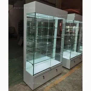 High Quality Jewelry Glass Display Cabinet Wood Display Furniture With LED Lights For Boutique Shop