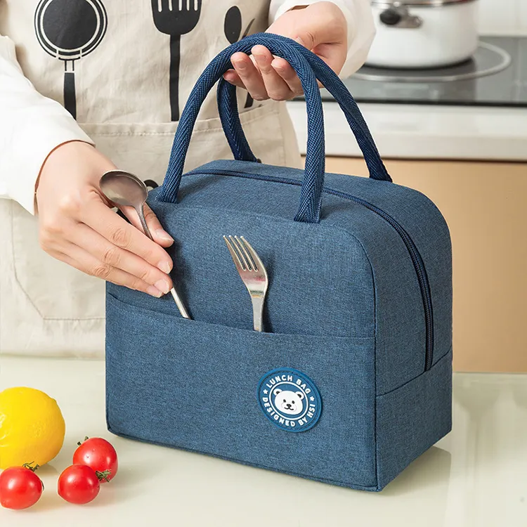 M2302 özel Logo toptan yemek çantası için okul termal yalıtımlı öğle yemeği çantası açık piknik soğutucu çanta