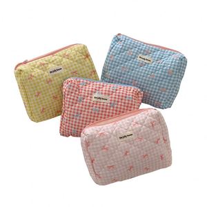 Multiple Colour <b>Cosmetic</b> Pouch <b>Large</b> Capacity Portable <b>Cosmetic</b> Storage <b>Bag</b> Eco-Friendly Cotton Quilted Toiletry <b>Bag</b> - Product Image 1