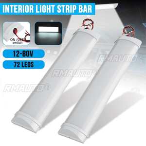 1/2 pièces Barre lumineuse LED 12V 24V 72 LED pour intérieur de voiture, avec interrupteur marche/arrêt, pour fourgonnette, camion, camping-car, caravane, camping, bateau - Product Image 1