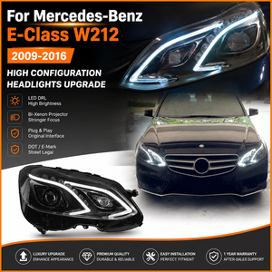 Para <span class=keywords><strong>Benz</strong></span> Clase E W212 2009 2010 2011 2012 2013 <span class=keywords><strong>2014</strong></span> 2015, Faro Delantero Bi Xenón con Proyector, Actualización de Diseño Superior, Accesorios LED DRL - Product Image 2