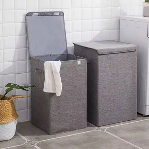 <b>Rectangle</b> Collapsible Fabric Laundry <b>Bins</b> for Bedroom Bathroom or Dorm Use for Clothes Toys Bedding Storage - Product Image 4
