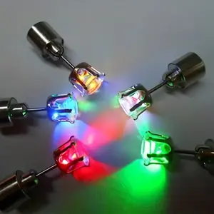 Cool Colorful Flashing Earrings With LED Lights Color Change Earrings Unisex Nightlight Party Zircon Glitter Led Stud Earrings