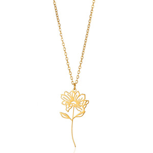 Collier simple <span class=keywords><strong>en</strong></span> acier inoxydable avec fleur de décembre pendentif fleur d'anniversaire collier souvenir bijoux - Product Image 5
