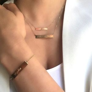 Xinfly Custom 18k 14k Pure Gold Link Chain <b>Men</b> Custom Design Name Personalized Nameplate bar Engrave Bracelet - Product Image 5