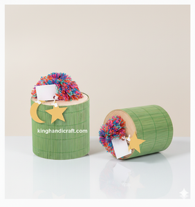 Modern Style Natural Fiber Circular Bamboo Basket Gift Packaging Multi-use <b>Storage</b> <b>Container</b> Eco-Friendly Flexible Design for - Product Image 1