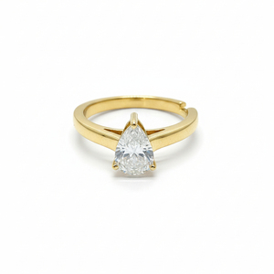 Bague de fiançailles solitaire en diamant de laboratoire taille poire en argent 925 / or jaune 10K 14K 18K à vendre - Product Image 1