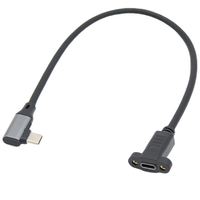 Câble d'extension USB 3.1 Type-C Gen2 mâle vers femelle à angle de 90 degrés avec gaine en PVC et fixation par vis pour moniteur