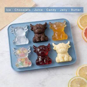 Molde de silicona personalizado de 6 cavidades con forma de vaca de las Tierras Altas, apto para alimentos, fácil de desmoldar, sin BPA, bonito molde 3D de vaca para hielo, apto para lavavajillas - Product Image 4