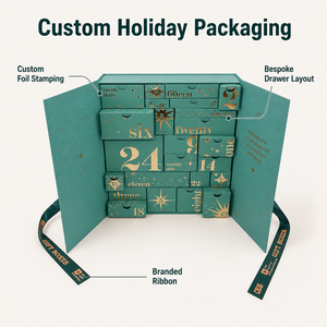 <span class=keywords><strong>Calendrier</strong></span> de l'Avent de Noël pliable personnalisé, boîte de 24 jours, emballage à double porte avec ruban pour cosmétiques et bijoux - Product Image 2