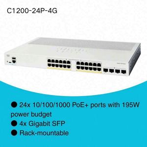 Cisco C1200-24P-4G Catalyst 1200 24 ports 10/100/1000Base-T 4x10 Gigabit SFP+ Montable en rack PoE+ 195 W Commutateur intelligent L3 C1200-24P-4G - Product Image 2