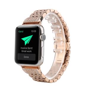 <span class=keywords><strong>Bracelet</strong></span> <span class=keywords><strong>de</strong></span> luxe intelligent en acier inoxydable avec diamant à sept perles pour <span class=keywords><strong>Apple</strong></span> <span class=keywords><strong>Watch</strong></span> - Product Image 3