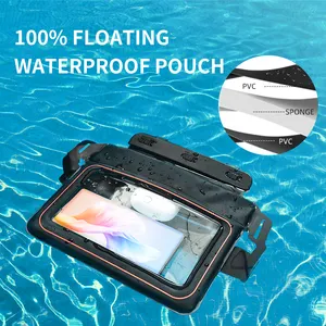 Factory Custom IPX8 PVC Waterproof Mobile Phone Bag Universal Floating Sponge Cell Phone Waterproof Waist Pouch With Belt