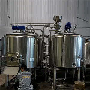 2-6 Charge schlüssel fertige Brau anlage Sudhaus ummantelt Fermenter Bier Produktions linie Glykol tanks HLT