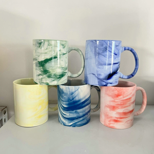 Bulk Marble Swirl Pattern <b>Ceramic</b> <b>Mugs</b>, Multi-color Watercolor Vein Cups Custom Logo Print for Gift Shop Supermarket Wholesale - Product Image 1