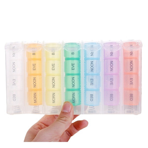Organizador de Pastillas Semanal Personalizado al por Mayor, Caja de Plástico con 28 Compartimentos de Colores para 7 Días - Product Image 2