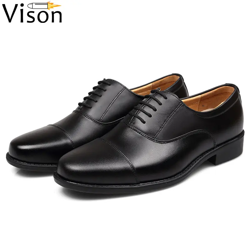 2019 Black Cowhide Leather shoes Officer Business Men's footwear