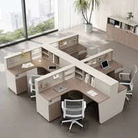 BGZ-205X Bureau de personnel en bois en forme de T pour six personnes avec écran de séparation, combinaison table et chaises de bureau