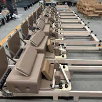 Reformer de Pilates pliable et réglable en chêne, équipement de fitness multifonctionnel pour la maison, portable et durable pour le yoga et le Pilates