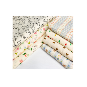 <strong>Wholesale</strong> 100% Cotton Crepe <strong>Double</strong>-Layer <strong>Gauze</strong> Small Floral Printed Fabric for Shirts Dresses Bedding Home Textiles Accessories - Product Image 5