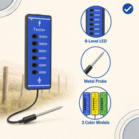 Testeur de clôture électrique portable professionnel, détection haute tension 6000 volts, coque verte accrocheuse