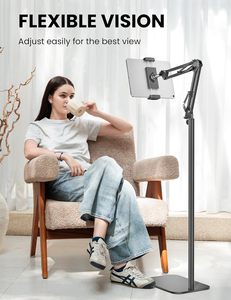 Support de sol pour tablette en métal rotatif à 360 degrés, hauteur et angle réglables, universel pour iPad/téléphone/Kindle/tablettes/liseuses électroniques 4,7-12,9 pouces - Product Image 3